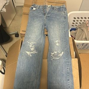 Denim forum blue, straight leg, wide jeans